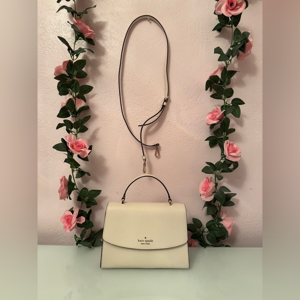 Kate Spade Cream Structured Top-Handle Satchel with Removable Strap